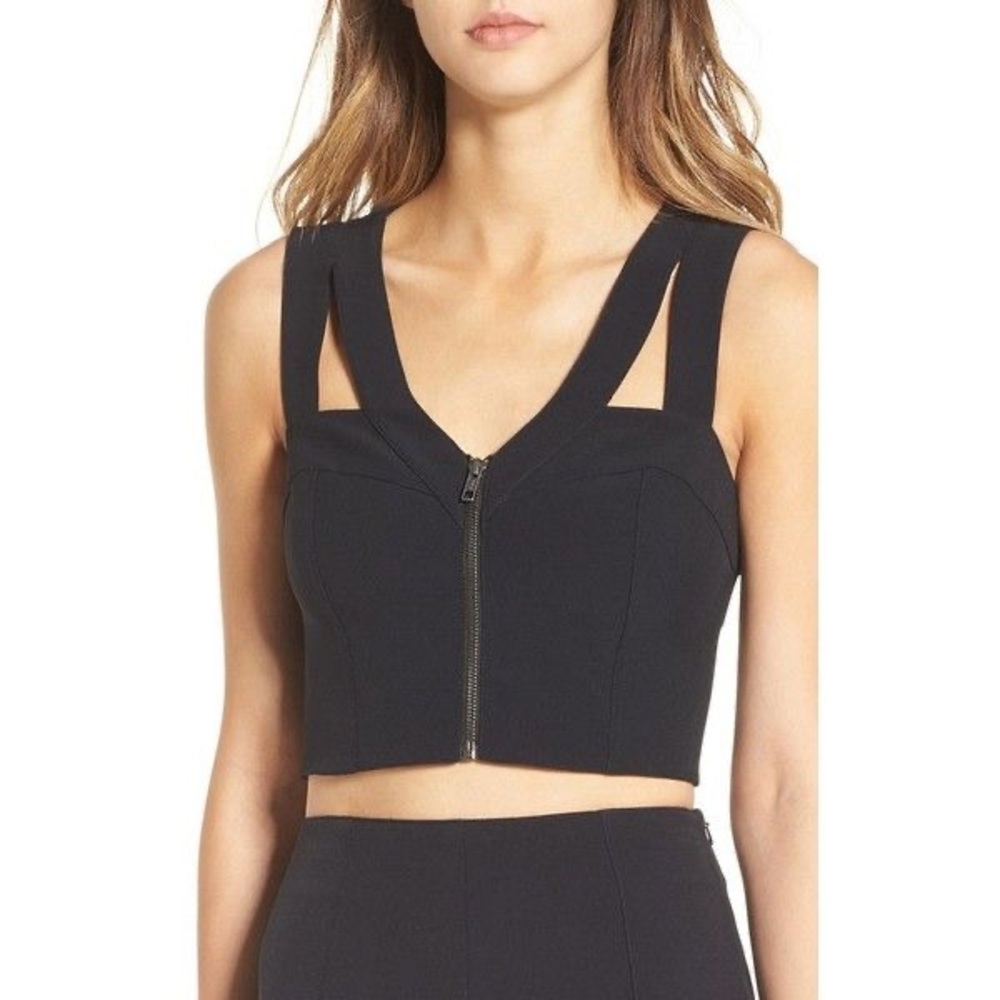 Black zip-up crop top size S